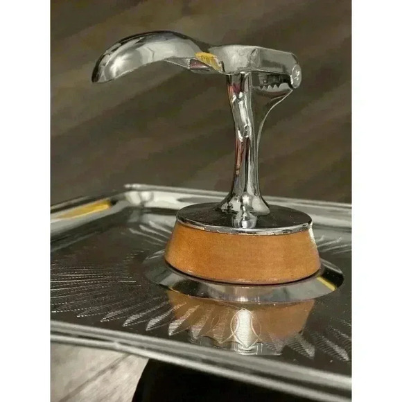 Vintage MCM Hellerware Nutcracker Chromium Wood Tray No. 2040 Family Traditions - Picture 9 of 13